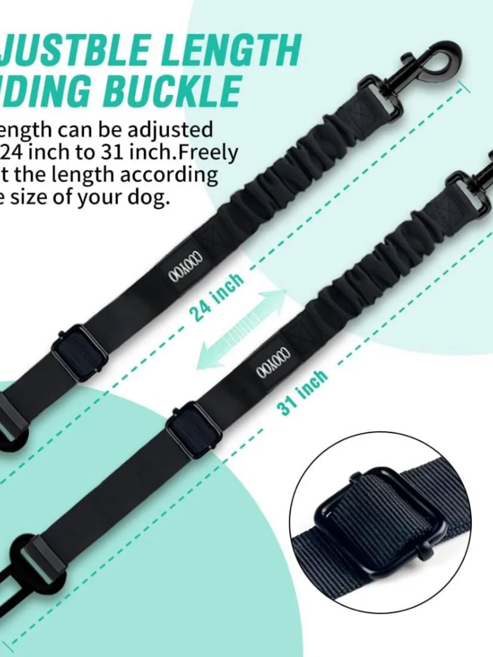 COOYOO Dog Seat Belt Set Adjustable Retractable Pet Car Safety Harness